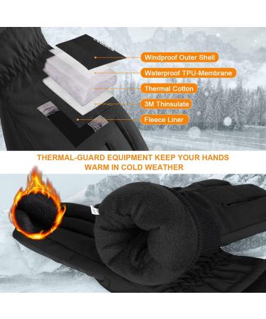 Anqier Winter Gloves -30 Waterproof Windproof Thermal Touchscreen Gloves for Ski, Hiking, Running - Black - Large - Buy Online on GoSupps.com