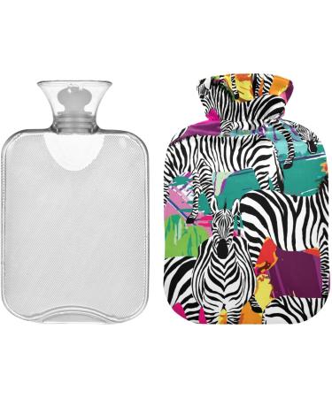 Hot Water Bottle with Zebra Grassland Cover | 2L Pain Relief & Period Cramps Ideal for Comfort & Warmth - Buy Online on GoSupps.com