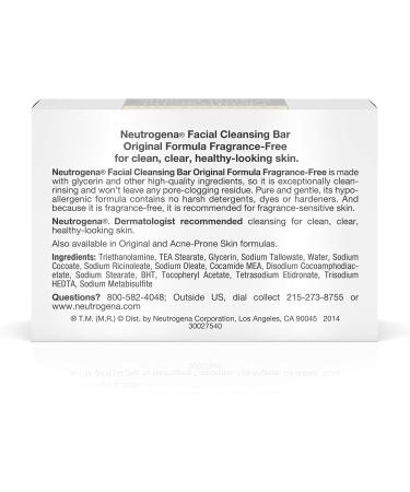 Fragrance Free Transparent Facial Bar Original Formula Neutrogena 3.5 oz Facial Bar For Unisex - Buy Online on GoSupps.com