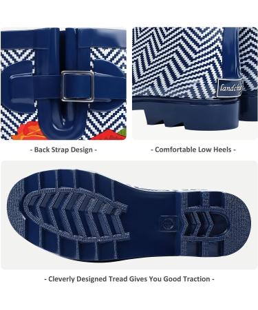Landchief Women's Waterproof Garden Rain Boots - Tall & Mid Calf, Blue Wave - Size 9 - Buy Online on GoSupps.com