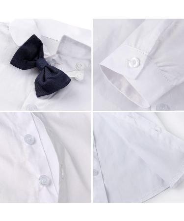 Mint Green Baby Boy Wedding Outfit Set 3-4 Years | Gentleman Suit with Striped Shirt, Trousers, Suspenders & Bowtie - White Blue - Buy Online on GoSupps.com
