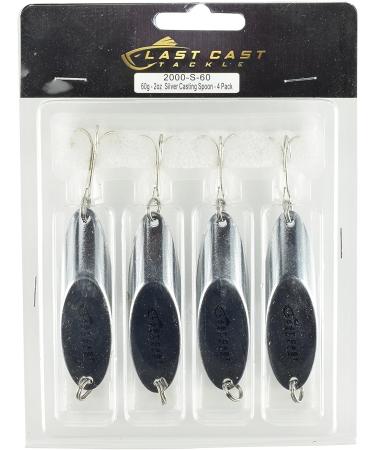 Silver Chrome Casting Spoon Fishing Lure Jig 4 Pack - Last Cast Tackle 1/8-2oz - 3.5g-60g - 7.0g - 1/4oz - Buy Online on GoSupps.com
