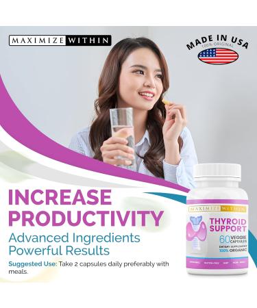 Thyroid Support Supplement for Women & Men - Boost Focus Mental Clarity & Energy with Ashwagandha Iodine Zinc Kelp Vitamin B12 & More - 60 Count - Buy Online on GoSupps.com