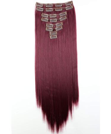 CAISHA XXL 20 Long 8 Pieces Set Clip In Hair Extensions | Burgundy Red Synthetic Fiber Hairpiece - CES117 - Buy Online on GoSupps.com