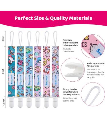 Smlpuame Baby Pacifier Chain - 6 BPA-Free Fabric Clips for Girls | Fits Most Pacifiers & Bite Toys | Travel in Space Theme - Buy Online on GoSupps.com