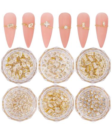 Gold Nail Charms Nail Art Zircon Metal Gem Nail Art Crystal Jewelry Diamonds for Nail Art Decorative Accessories Nail Rhinestones Charms for Nail Art 3D