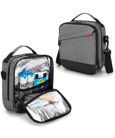 CURMIO Insulin Cooler Bag Epipen Carrying Case Insulated Diabetic Travel Case Medicine Storage Bag for Insulin Pen Epi Pen Inhaler Spacer Nasal Spray Gray