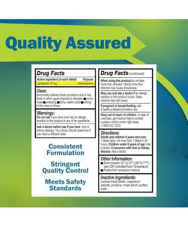 24-Hour Nondrowsy Allergy Relief Tablets Loratadine 10mg Generic Daily Allergy Medicine Non Drowsy Antihistamine for Adults and Kids Age 6 & Older (100 Count) 100 Count (Pack of 1) - Buy Online on GoSupps.com
