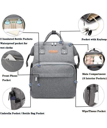 Attacking Multifunctional Mom Backpack - Waterproof Large Capacity Diaper Bag with USB Stroller Belts & Diaper Pad (LD47 Gray) - Buy Online on GoSupps.com