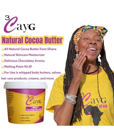 3CAYG Natural Cocoa Butter 1LB Raw Unrefined- Luxurious Skin Moisturizer and Hair Conditioner - Buy Online on GoSupps.com