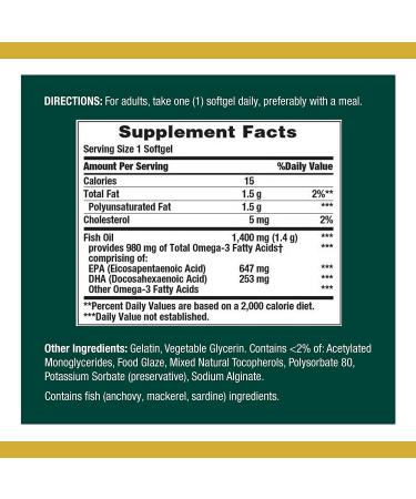 Nature's Bounty Fish Oil Triple Strength 1400 mg - 39 Coated Softgels for Heart Health - Buy Online on GoSupps.com