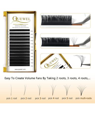 QUEWEL Easy Fan 2D-20D Volume Lash Extensions 0.03D Curl 16mm - Self Fanning Eyelash Extensions for Easy Fan Volume Lashes - Automatic Blooming - 1 Count - Buy Online on GoSupps.com