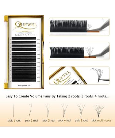 Quewel Self-Fan Eyelash Extensions - 0.07 C Curl 9mm | Volume Easy Fan Lashes for Professional Use - Buy Online on GoSupps.com