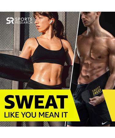 Sports Research Sweet Sweat Waist Trimmer - Medium Black & Yellow Belt for Optimal Sweat & Slimming - Buy Online on GoSupps.com
