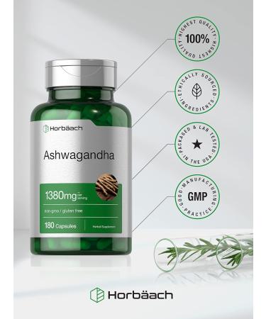 Horb ach Ashwagandha Supplement | 180 Capsules | for Women and Men | Herbal Root Extract | Non-GMO Gluten Free - Buy Online on GoSupps.com