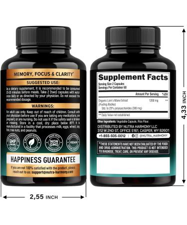 NUTRAHARMONY L-Theanine & Lions Mane Capsules - Buy Online on GoSupps.com