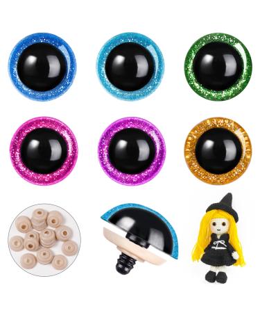 Safety Eyes 240pcs 16mm for Amigurumi with Washers 60 Pairs Glitter Plastic Safety Eyes for Crochet Craft Safety Eyes for DIY Christmas Decorations Crochet Stuffed Animals Crafting