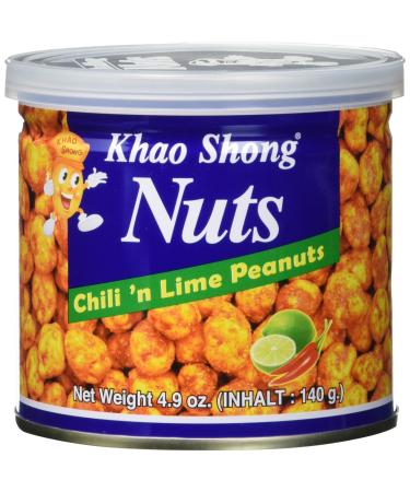 Khao Shong Chili 'N Lime Peanuts peanuts covered with chili & lime crisp nuts in the fruity-sharp dough coat artificial snack (1 x 140 g can) peanuts with chilli & lime 140 g (1 Pack) - Buy Online on GoSupps.com