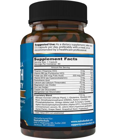Brain Booster Supplement - 90 Day Supply - Nootropic for Mental Clarity, Memory & Focus - Scientifically Formulated with DMAE, Bacopa Monnieri, Rhodiola Rosea - Buy Online on GoSupps.com