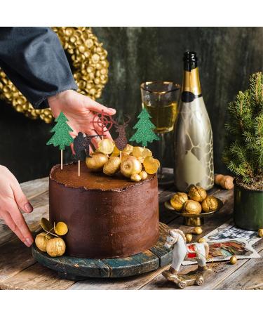 HOKPA Hunting Cupcake Toppers 24Pcs Glitter Deer Tree Target Hunter Cupcake Picks for Forest Hunting Theme Party Cake Decoration - Buy Online on GoSupps.com