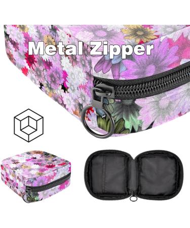 Stylish Menstruation Pad Bag with Zipper - Women s Napkin & Tampon Collective Bag | Floral Design - Buy Online on GoSupps.com