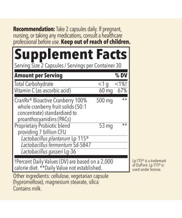 Nature's Way CranRx Bioactive Cranberry with Probiotics - 60 Capsules | Supports Urinary Health - Buy Online on GoSupps.com