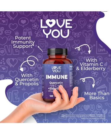 Love You Immune Support Supplement - with Vitamin C, Zinc, & Elderberry - 120 Veggie Capsules Made in USA - Buy Online on GoSupps.com