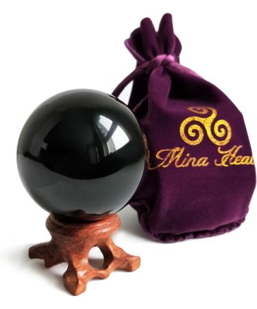 Mina Heal Black Obsidian Crystal Balls - Feng Shui Meditation Healing & Home Decor | 50mm Magical Sphere - Buy Online on GoSupps.com