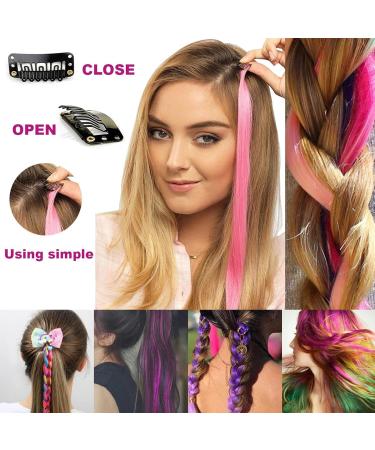 22-Piece Rainbow Hair Extensions | Fashion Synthetic Clip-Ins for Cosplay & Women - Buy Online on GoSupps.com