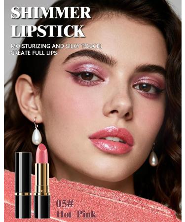  Lestpola Glossy metallic lipstick glittery pink with a smooth moisturizing texture long-lasting shimmer intense color vegan waterproof glittery for women - 05 - Buy Online on GoSupps.com