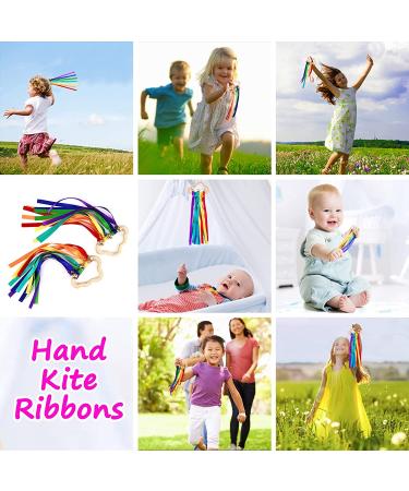 Baby Sensory Ribbon Ring Toys - Set of 2 | Rainbow Rattle & Natural Wooden Teether for 6-12 Month Babies | Montessori Sensory Toy - Buy Online on GoSupps.com