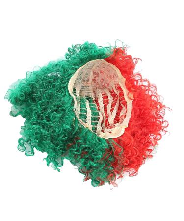 Cosplay Fluffy Curly Synthetic Wig Hair Red Green Hair pour Halloween Party - Buy Online on GoSupps.com