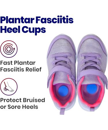 Kids Heel Cups & Inserts for Sever's Disease & Heel Pain Relief | Gel Cushions for Plantar Fasciitis | Size 2-5 (3 Pairs - Blue - Buy Online on GoSupps.com