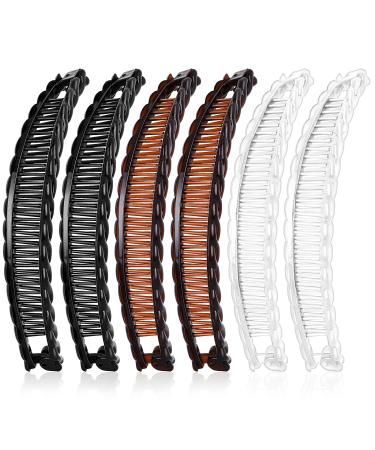 Sibba 6 pieces banana-hair clips bananas clips handle fishing fishtail hair clips ponytail banana clip hair accessories for women girls white brown black - Buy Online on GoSupps.com