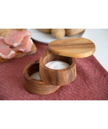 Ironwood Gourmet Double Layer Swivel Salt Cellar Box Acacia Wood Double Swivel Salt Cellar - Buy Online on GoSupps.com