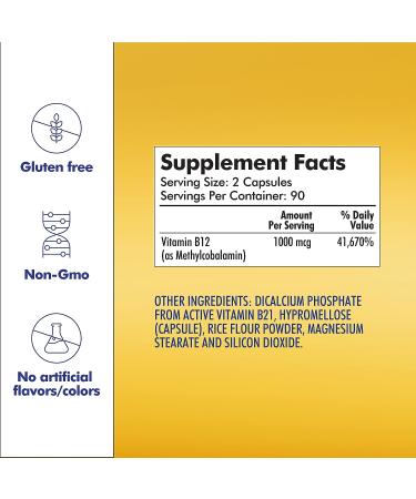 Santo Remedio Vitamin B12 1000 MCG 180 Capsules -Non-GMO, Gluten Free, Energy Booster - Buy Online on GoSupps.com