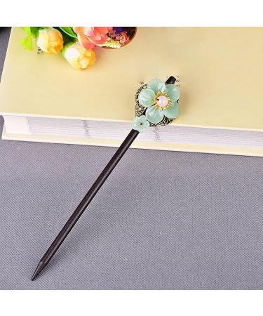 Chinese Hair Sticks for Women Buns | Retro Flower Hair Chopsticks - Vintage Chinese Hairpins | Hanfu Hair Accessories in Green - Buy Online on GoSupps.com