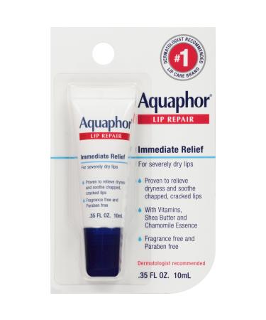 Aquaphor Lip Repair Ointment - Long-lasting Moisture to Soothe Dry Chapped Lips - .35 fl. oz. Tube Butter 0.35 Fl Oz (Pack of 1)