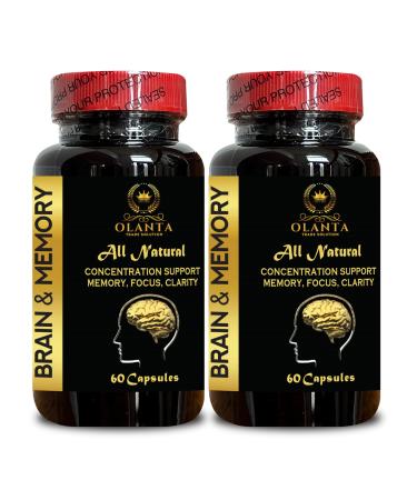 OLANTA TRADE SOLUTION Memory Pills for Brain - Support Healthy Mind Brain Booster Brain Supplement for Focus Energy & Better Concentration Brain Health & and Performance - 2 Bottles 120 Capsules