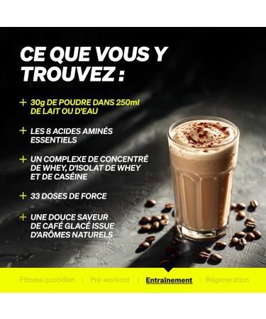 Whey Powder Iced Coffee 1kg 23 g Protein and 2.5 g Coffee Extract Per Serving For Muscle Development High Content Laboratory Tested and Made in Germany - Buy Online on GoSupps.com