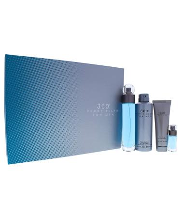 Perry Ellis 360 for Men - 4 Pc Gift Set: 3.4oz EDT Spray, 6.8oz Body Spray, 3.0oz Shower Gel, 0.25oz EDT Spray - Buy Online on GoSupps.com