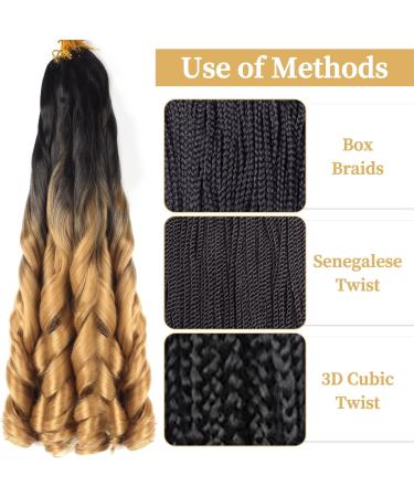 Ainimiu French Curly Braiding Hair 22 Inch 8 Packs - Pre Stretched Bouncy Braiding Hair- Loose Wavy Braiding Hair Synthetic Hair Extensions for Black Women 22 Inch(pack of 8) 1B/27 - Buy Online on GoSupps.com