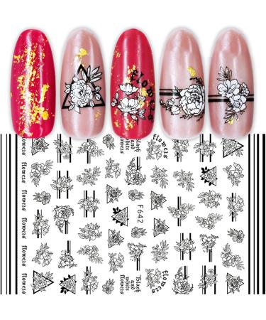 10 Sheets Geometry Nail Art Stickers Decals Self-Adhesive Black Heart Irregular Shaped Nail Supplies Nail Art Design Decoration Accessories - Buy Online on GoSupps.com