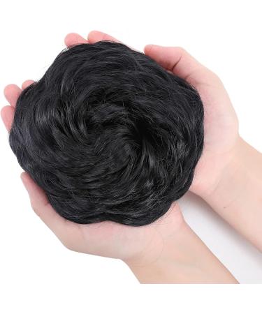 Jet Black Synthetic Hair Bun Extension - 45g Messy Updo Ponytail Scrunchie for Women - Buy Online on GoSupps.com