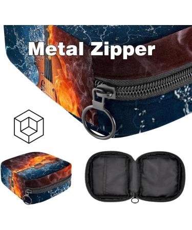 Buy Stylish Menstruation Pad Bag with Zipper | Women's Napkin & Tampon Collection Bags - Violin in Fire & Water Design - Buy Online on GoSupps.com