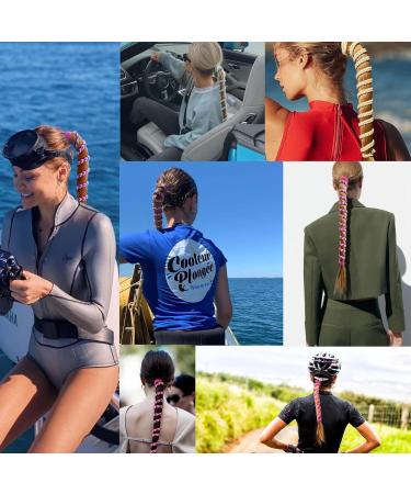 Ponytail Holders Colorful Elastic Hair Ties for Thick Hair Long Hair Tie Scrunchies No Damage for Wind Water Sport Strong Braided Pony Tails Wrap Hair Ties for Swimming Diving (1pc-35" Green+Pink) - Buy Online on GoSupps.com