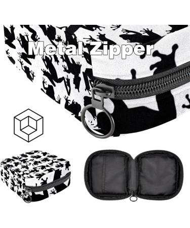 Black Silhouette Tree Frogs Women's Binding Pocket Menstruation Pad Bag - Portable Menstrual Cup Pocket with Zipper for Teens & Women - Buy Online on GoSupps.com