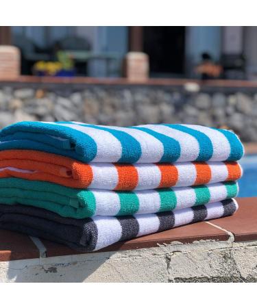 Arkwright Cabana Pool Beach Towel - Pack of 4, 100% Ring Spun Cotton, Large Quick Dry Towels for Hotel, Swim, Camp - Grey, 30 x 60 in - Buy Online on GoSupps.com