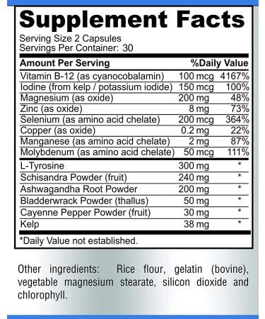Thyroid Support with Iodine - Metabolism & Energy Booster - Non-GMO 60 Capsules - Buy Online on GoSupps.com
