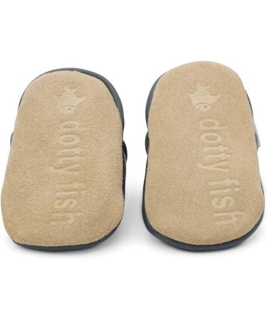 Dotty Fish Soft Leather Baby Shoes | Boys Toddler Shoes with Non-Slip Suede Soles | Grey Rainbow Star | Sizes 0-6 Months to 4-5 Years - Buy Online on GoSupps.com
